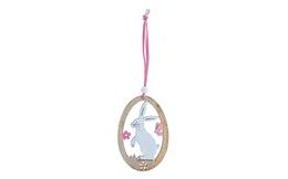 vejce dřevo závěs 2D zajíc 10cm 2221419