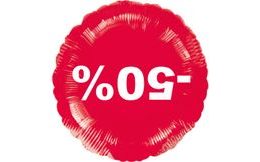 Visící balónek fóliový červený -50%