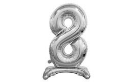Silver Foil Number Balloon on Base, 74 cm - 8