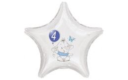 4th Birthday Blue Elephant Star Foil Balloon