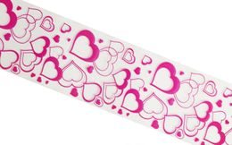 Cake foil tape w. 4 cm - clear with heart print - 100 m