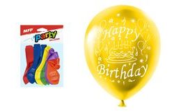 balónek nafukovací 12ks sáček standard 23cm Happy Birthday mix 8000132