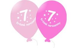 Balónek růžový KRÁSNÉ NAROZENINY číslo 7 - 5 ks