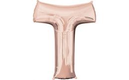 Písmeno T růžovo-zlaté foliový balónek 83 cm