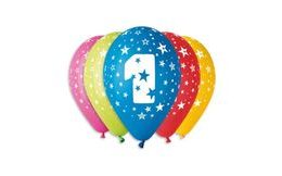 Number "1" Printed Balloons - 5 pcs in a pack, 30 cm