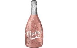 Fóliový balónik na šampanské - Šampanské - Na zdravie - ružové zlato - 60 cm