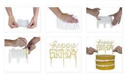 Zápich - dekorace na dort Happy Birthday, stříbrná 22,5 cm