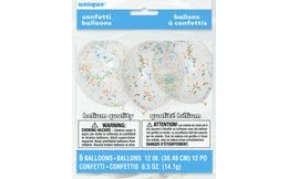Balloons 30 cm - transparent with neon confetti - 6 pcs