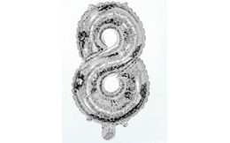 Balloon foil numerals silver 35 cm - 8 (NELZE PLNIT HELIEM)