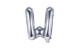 Fóliový balón písmeno "W", 35 cm, strieborný (NELZE PLNIT HELIEM)