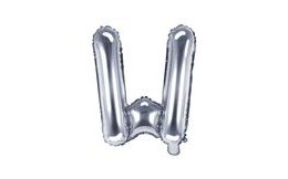 Balloon foil letter "W", 35 cm, silver (NELZE PLNIT HELIEM)