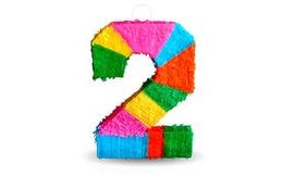 Piñata szám " 2 " színes - törhető, 50x35x7,5 cm, 50x35x7,5 cm