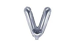 Balloon foil letter "V", 35 cm, silver (NELZE PLNIT HELIEM)