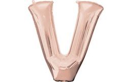 Písmeno V růžovo-zlaté foliový balónek 83 cm