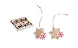 set 24ks hvězda dřevo 4cm s korálkem 8885818