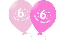 Balónek růžový KRÁSNÉ NAROZENINY číslo 6 - 5 ks