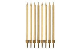 Birthday candles gold with bases length - 10 cm - 8 pcs