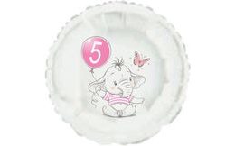 5. narozeniny růžový slon kruh foliový balónek