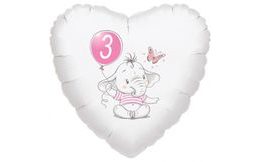 3. narozeniny růžový slon srdce foliový balónek