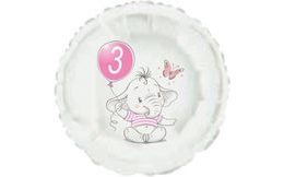 3. narozeniny růžový slon kruh foliový balónek