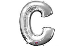 Písmeno C stříbrný foliový balónek 81 cm x 63 cm