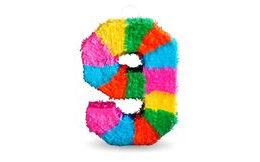 Piñata number " 9 " coloured - breakable, 50x35x7,5 cm