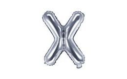 Balloon foil letter "X", 35 cm, silver (NELZE PLNIT HELIEM)