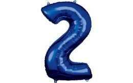 Balónek fóliový narozeniny číslo 2 modrý 86cm