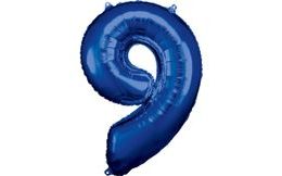 Balónek fóliový narozeniny číslo 9 modré 86cm