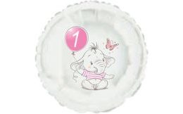 1. narozeniny růžový slon kruh foliový balónek