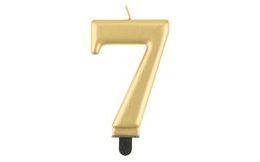 Birthday cake candle - 7 - metallic gold - 8 cm