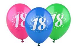 Balloons with printed number - 18, 3 pcs in pack 28 cm