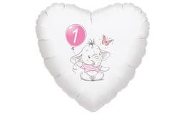 1. narozeniny růžový slon srdce foliový balónek