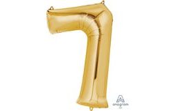 Balónek fóliový narozeniny číslo 7 zlatý 86cm