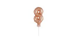 Balón foliový číslice růžovozlatá - Rose Gold 12,5 cm - 8 s držákem