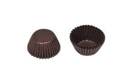 Barna tulipán muffin kosár arany mintával (12 db)