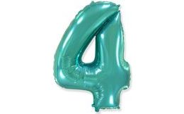 Balón foliový číslice tyrkysová (Tiffany) 115 cm - 4