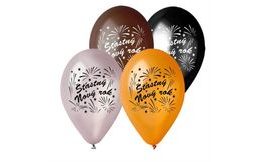 Metallic balloons 30 cm Happy New Year - 5 pcs - New Year's Eve