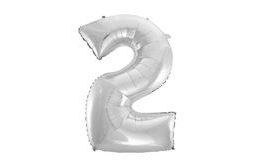 Balón foliový číslice stříbrná- SILVER 115 cm - 2