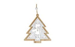 stromek 3D dřevo 10cm závěs 8886015