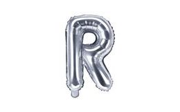 Balloon foil letter "R", 35 cm, silver (NELZE PLNIT HELIEM)