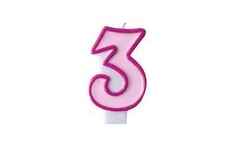 Rózsaszín születésnapi gyertya 3, 7 cm