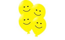 Printed smiley balloons 5pcs yellow