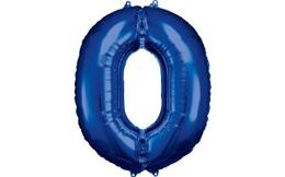 Balónek fóliový narozeniny číslo 0 modrý 86cm