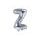 "Z" betű fólia lufi, 35 cm, ezüst (NEM Tölthető héliummal)