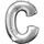 Písmeno C stříbrný foliový balónek 81 cm x 63 cm