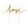 Tortadísz "love" felirattal, arany 17cm - Valentin nap / Esküvő