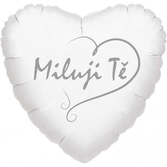 Balloon heart white I love you silver print