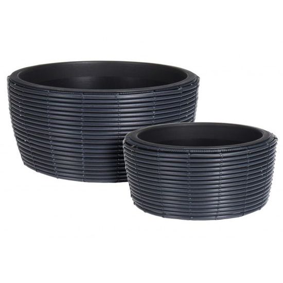 Květináč ratan s vložkou sada 2 ks antracit