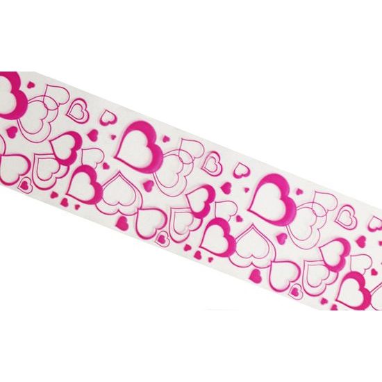 Cake foil tape w. 5 cm - clear with printed heart - 100 m